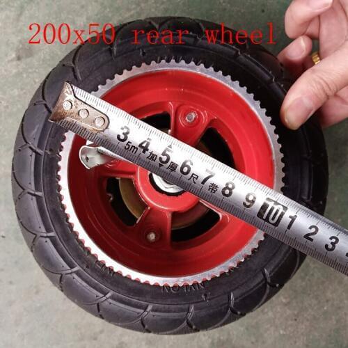 200x50 Inflatable tire tube /solid tyre with alloy rim 8 inch rear Wheels With Drive Gear+brake+axle kit for Electric scooter