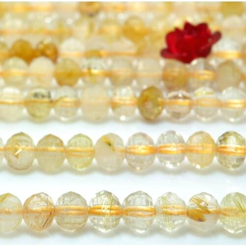Natural Golden Rutilated Quartz Micro Faceted Pumpki Rondelle Loose Beads Wholesale Gemstone Semi Precious Stone Jewelry Making