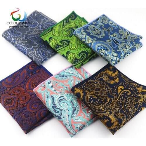 New Formal Polyester Pocket Square 23*23CM Paisley Men Cashew Handkerchief Tie Suit Groom Shirts Dress Jacquard Hanky Towel Gift