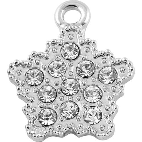 New Trendy 20Pcs/lot Five-Point Rhinestone Star Charm Pendant For Necklace Making Jewelry 20*17mm