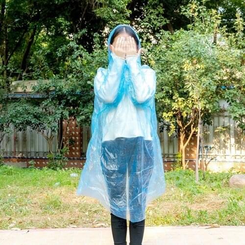 Disposable Raincoat Outdoor Hiking Mountain Travel Waterproof Rain Poncho Coat Adult Clear Transparent Camping Hoodie Rainwear