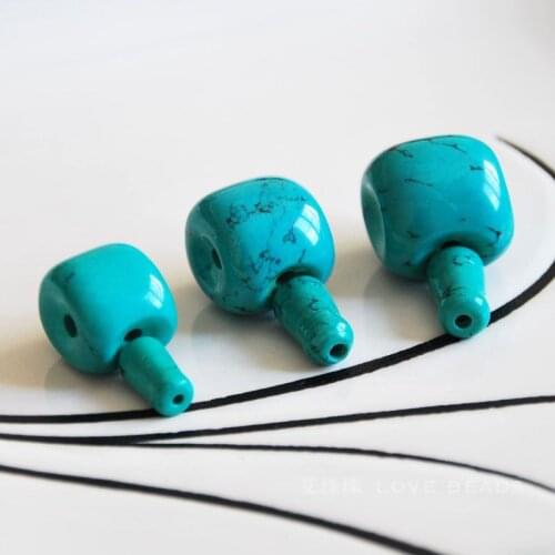 Wholesale natual green blue turquoises three holes beads tibet ghuru guru loose beads jewelry making DIY for women