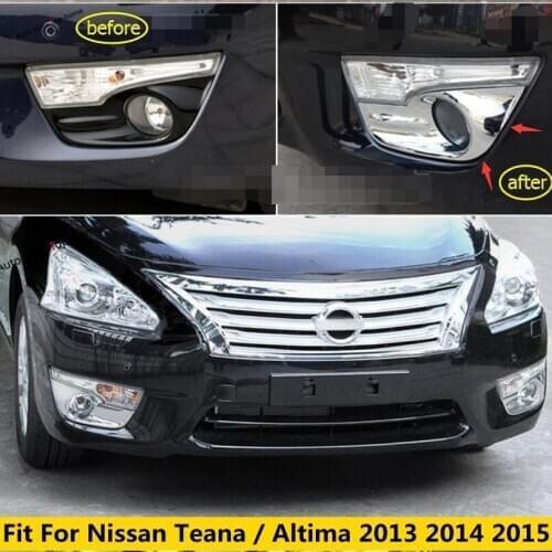 Yimaautotrims Front Fog Lights Lamp Cover Trim 2 Pcs Fit For Nissan Teana / Altima 2013 2014 2015 ABS Chromium Styling