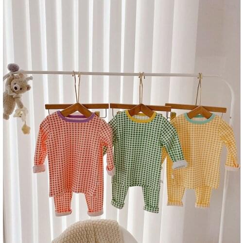 Girls Pajamas Spring And Autumn Childrens Home Clothes Set Thermal Underwear Baby 1.2.3.4.5.6 Years Kids Clothing Pink Yellow