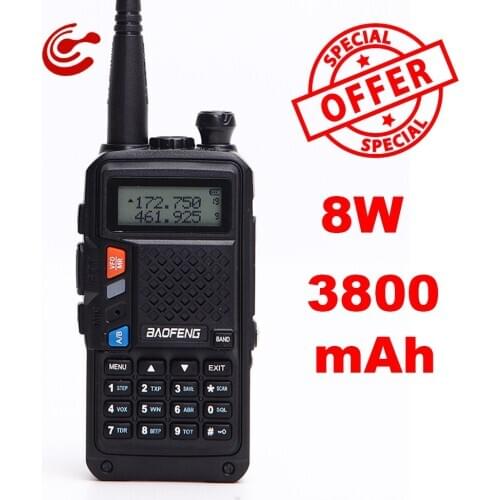 Baofeng Walkie Talkie 10KM BF-R9 8W UHF/VHF Dual Band Ham CB Two Way Radio 3800mAh Battery Handheld Radio BF R9 communicator