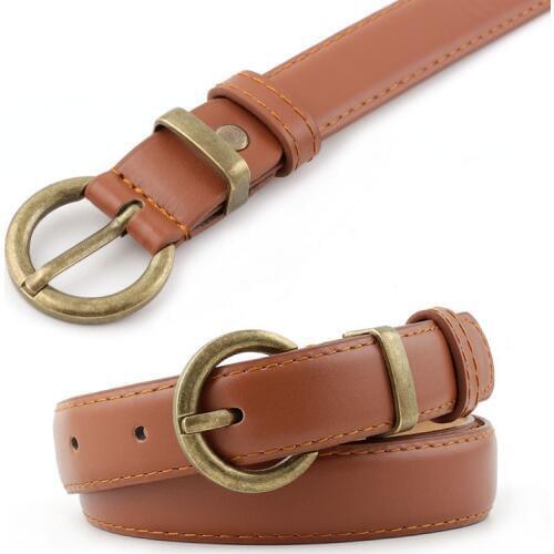 New Womens Belt Brass Pin Buckles Female Belt for Dress Jeans Luxury Simple Belts for Women Fashion Students Leather Strap