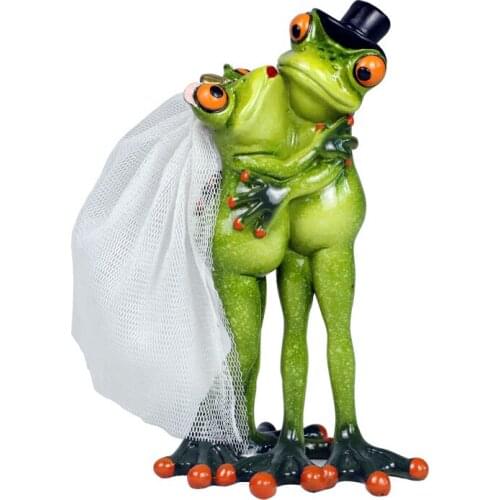 Resin Couple Lovers Frog Wedding Figurine Miniatures Home Decoration Accessories Christmas Gift