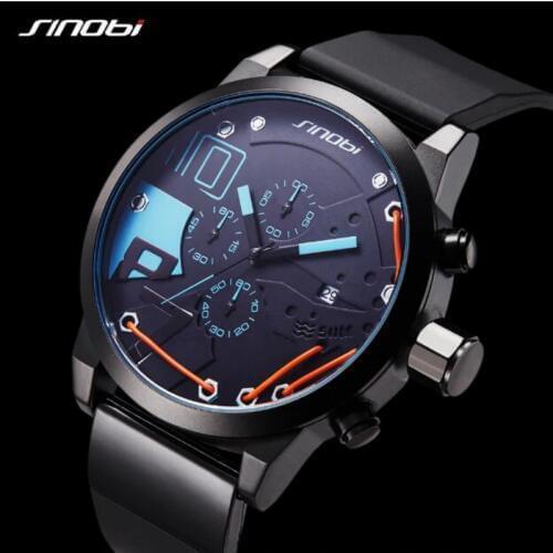 SINOBI Luxury Chronograph Sport Watch Men Watch Top Brand Mens Watch Clock saat erkek kol saati reloj hombre relogio masculino