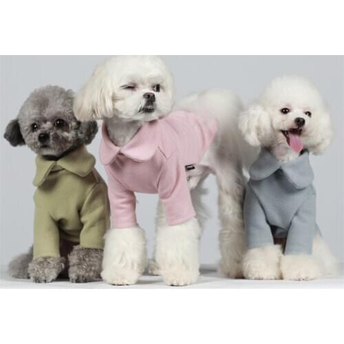 Dog Shirt for Small Dogs Autumn Winter Dog Clothes Stretchy Pet Knitwear Thicken Long Sleeves Lapel Puppy Shirt for Poodle Yorki