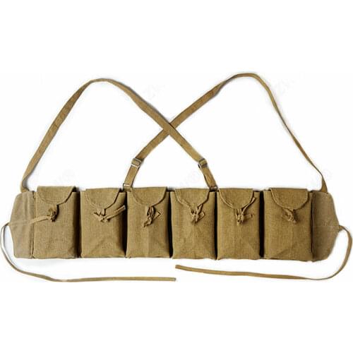 Tomwang2012.WWII Chinese Army ZB26 Combat Field Magazine Pouch 6 Cells Chest Rig Bag Canvas MILITARY COLLECTION WAR REENACTMENTS