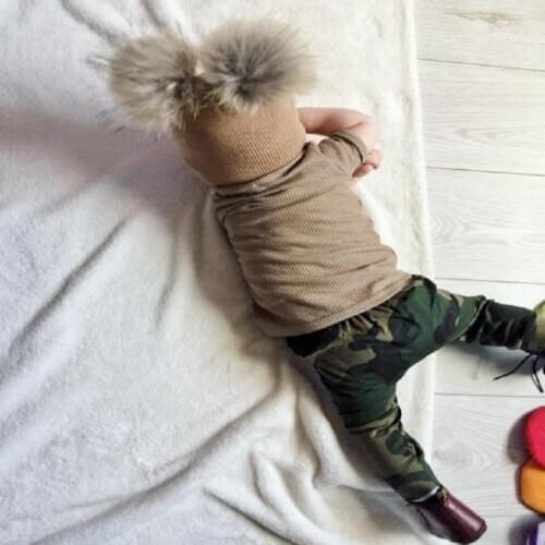 Newborn Toddler Kid Knitted Hat Baby Boys Girls Cotton Warm Cap Plush Ball for Children 2020 Winter Soft Head Clothing Accessory