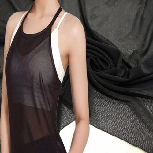 High Elastic Stretch Mesh Nylon Spandex Fabric Thin Transparent Soft Draped For Sewing Clothes By Meters