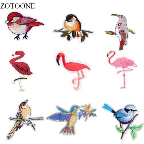 ZOTOONE Flamingo Patches Birds Stickers Diy Iron on Clothes Heat Transfer Applique Embroidered Applications Cloth Fabric G