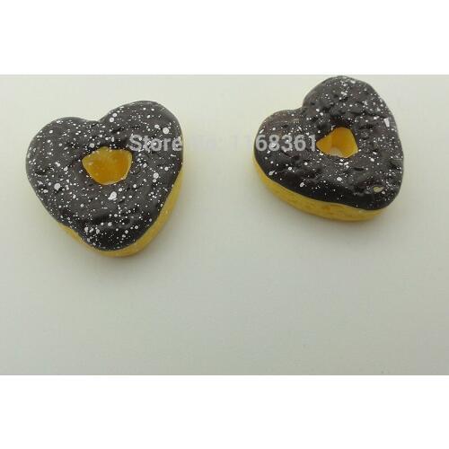 1pcs/lot resin flat back Simulated food black chocolate love cookie cake17mm Jewelry Mobile Phone DIY Accessories B014-8