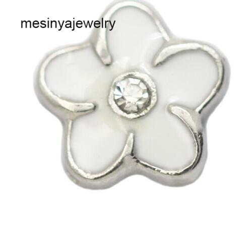 10pcs White Flower Custom Floating Charms For Glass Locket