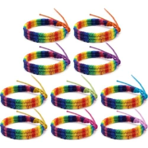 10Pc Rainbow LOVE Pride Bracelet Handmade Braided Friendship String Bracelet Gay & Lesbian Adjustable Size Lover Jewelry