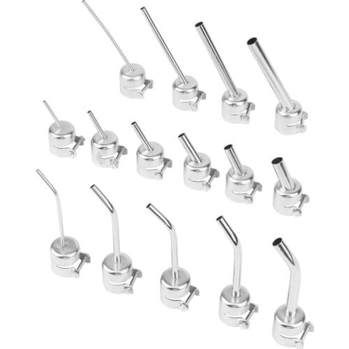 15Pcs Universal 850 45 Degree Bent Curved Nozzle for Hot Air SMD Soldering Stations 858D Welding Nozzles