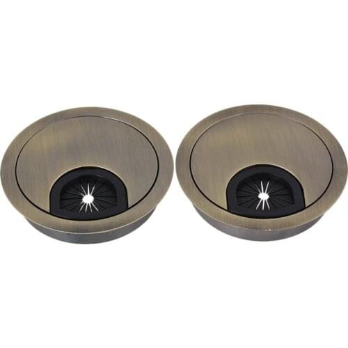 60mm Bronze Zinc Alloy Computer Desk Table Grommet Cable Tidy Port Surface Wire Hole Cover Pack of 2