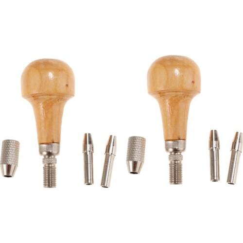 2 Sets Jewelers Pin Vise Bead Drill Bits With Wood Ball Handle Collet Tool