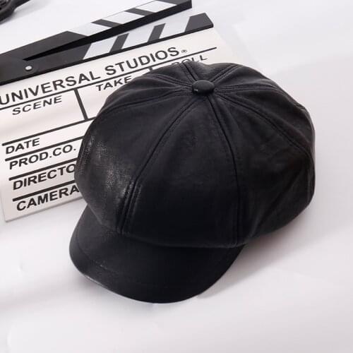 2021 Ladies Octagonal Hat Leather Beret Hat Painter Hat Newsboy Hat All-match Octagonal Hat Outdoor Hat Adjustable Free Size