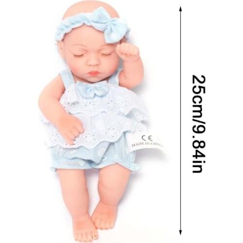 25cm Lovely Simulation Dolls Vinyl Open/Close Eyes Rebirth Doll with Clothes Q6PD