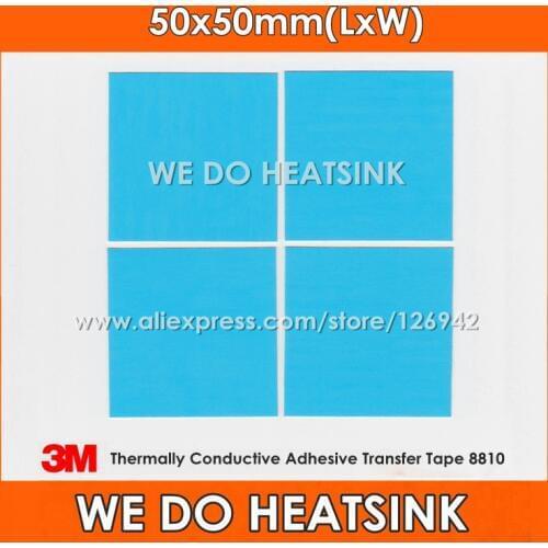 4pcs 50x50mm 3M 8810 Thermal Compound Double Side Acrylic Adhesive Blue Heatsink Cooling Pad Tape For LED Radiator