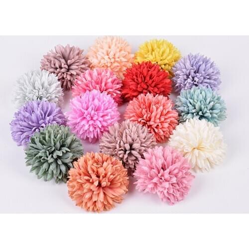 5PCS/Lot Silk Carnation Artificial Flower Head DIY Wreath Box Gift Craft Fake Flowers for Wedding Home Party Decoration Supplies
