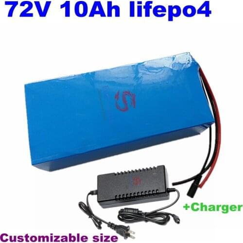 72v 10Ah lifepo4 battery pack 72v lithium battery 30A BMS for 1000W 2000w electric scooter kit ebike bicycle + 2A Charger