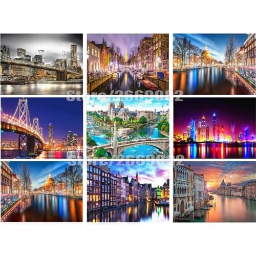 Diamond Painting Full Square City Rhinestones Gift Diamond Embroidery Scenery Cross Stitch Handmade Home Decor Gift TT1314