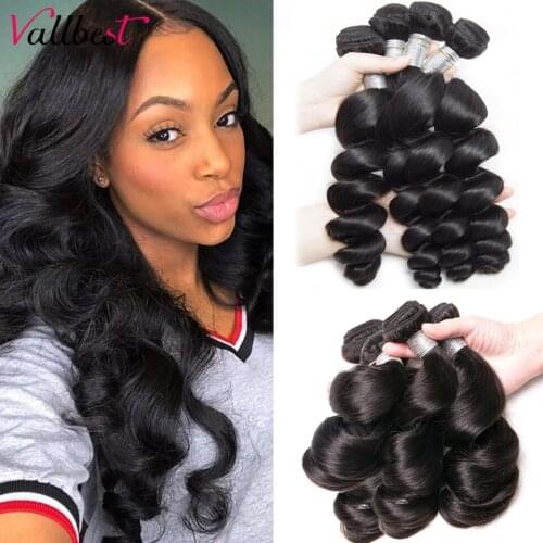 Vallbest Brazilian Hair Weave Loose Wave Human Bundles Hair Extension #1B Natural Black #1 Jet Black Color Remy Hair 100g/Piece