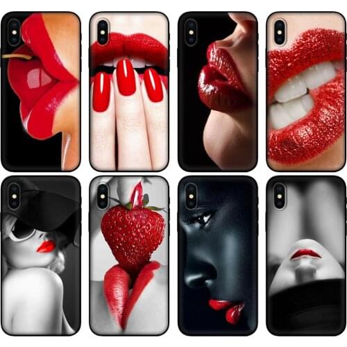 Black tpu Case For Samsung Galaxy A50 50S A30S A10 A01 A11 A21S A31 A41 A51 A71 M21 M30S S10 LITE Red Sexy Lips girl Monroe
