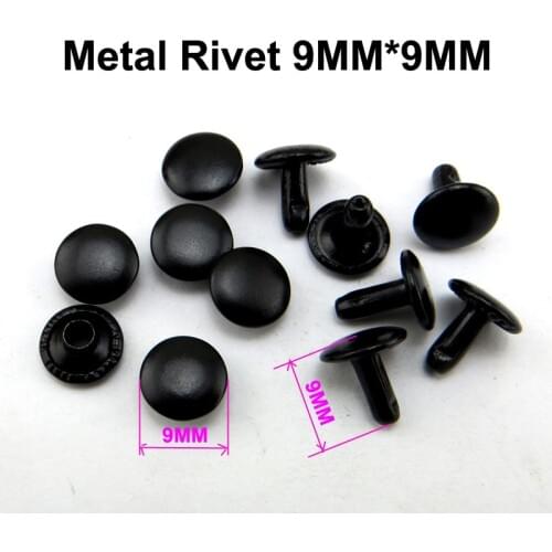 100PCS 6MM-10MM Black Metal Rivet Decorative Buttons Sewing Clothes Accessory Brand Trousers Rivets MR-038M