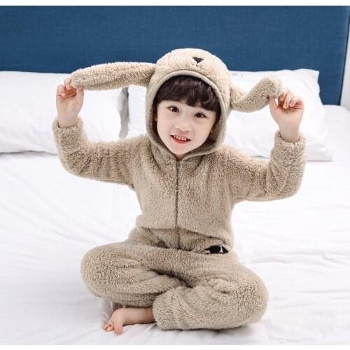 Boys Children Pajama Set for Animal Dog Cosplay Kid Long Sleeve Sleepwear Onesie Autumn Winter Hooded Warm Pyjamas Home Clothing