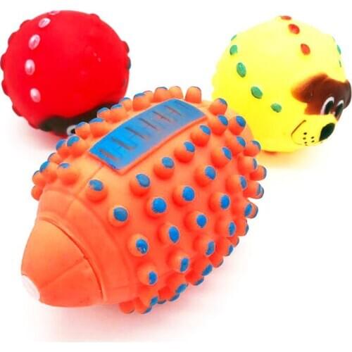 Dia. 12cm Squeaky Dog Toys Colorful Football Chew Pets Dogs Toys for Large Dogs Cats Pet Squeaker Toys Interactive Dog Toy