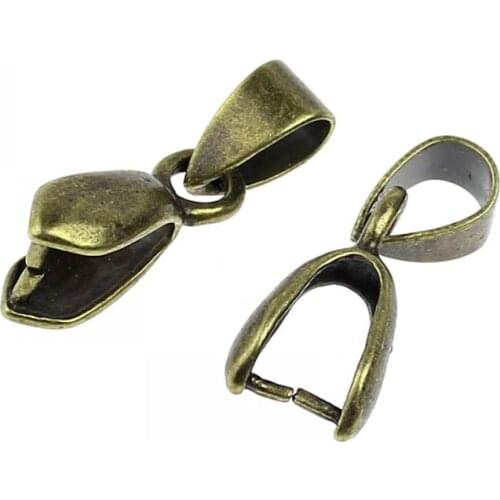 DoreenBeads Retail Copper Pinch Clip Bail Beads Findings Antique Bronze 18mm x 5mm,50PCs