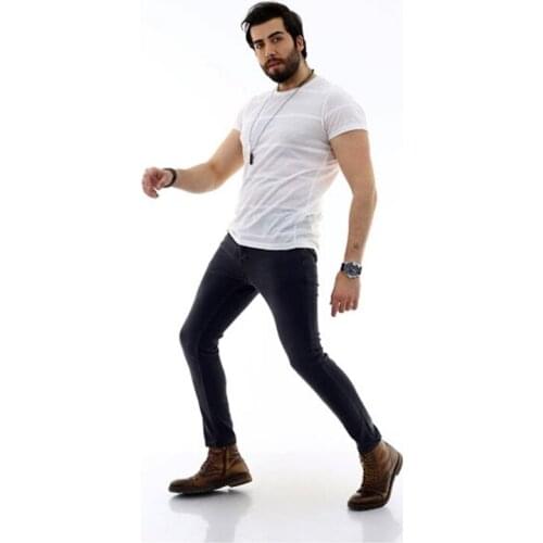 Mens Slim Fit Smoked Jeans 2021 New Season Clothing High Waist Skinny Leg Jeans Four Pockets Full Length Flexible Casual