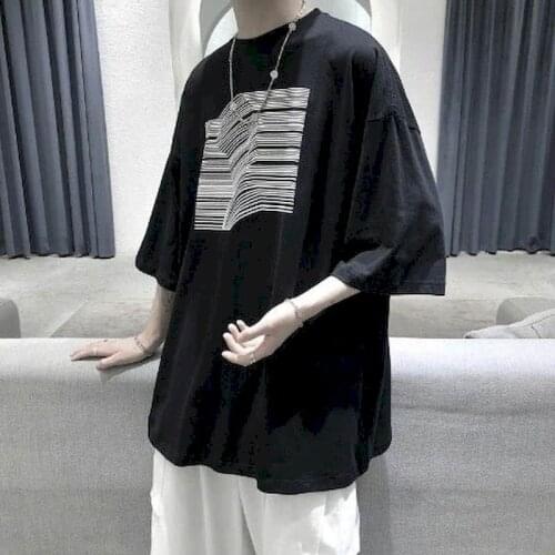 Short-sleeved Oversized T-shirt Men Tshirt Couple Summer Fashion Trend Hip-hop T-shirt Loose Hong Kong Style Gothic Punk Clothes