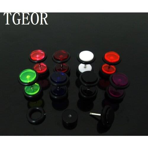 HOT SALE 1 pair piercing illusion cheaters Colors UV Acrylic Double O-ring ear Fake Plugs NEWLY