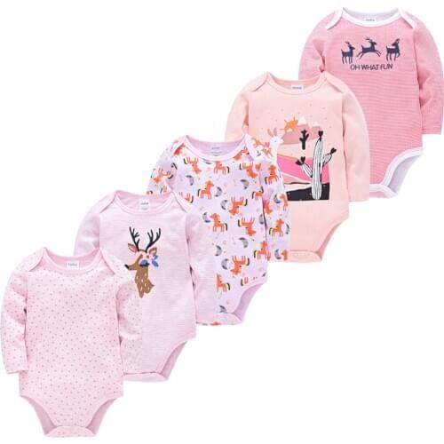 Honeyzone New Baby Girl Clothing 5PCS 3PCS 100%Cotton Newborn Baby Boy Bodysuits Full Sleeve Ropa para bebes Body bebe Sleepers