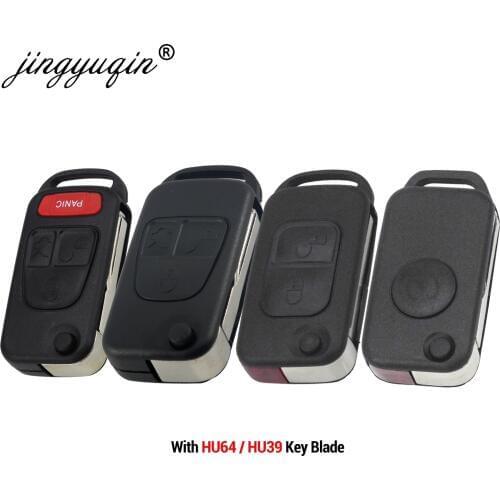 Jingyuqin 10X 1/2/3/4 Button Remote Flip Folding Car Key Shell For Mercedes Benz W168 W124 W202 A C E ML Replacement Case