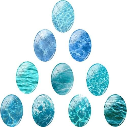 JWEIJIAO 2021 NEW 18x25mm water texture patterns Oval Glass Cabochon Flatback Dome Jewelry Finding Pendant base 10pcs/lot WL640