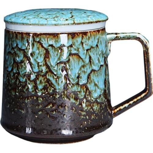 Chinese Traditional Mugs Coffee Cups Ceramic Designer Coffee Cup Set Personality Mug with Lid Porcelain Household Handmade Gifts