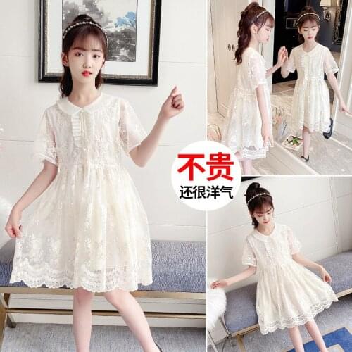 Girl doll collar lace princess skirt new elegant girl dress fashion childrens skirt summer