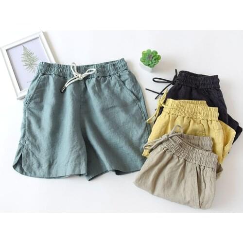 Summer 2020 new cotton and linen shorts womens large size was thin and loose casual straight leg wide leg pants home pants