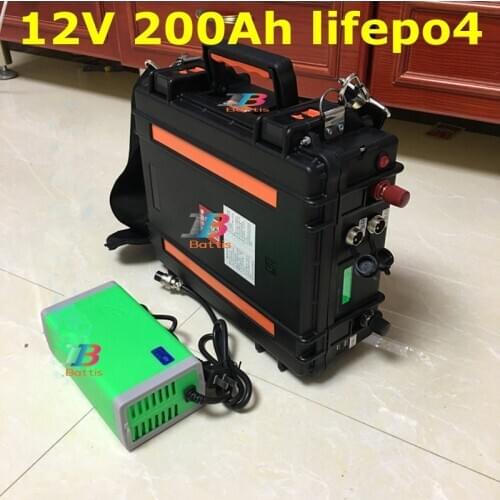 Lifepo4 12.8V 12V 200AH lithium battery 12v 300Ah lifepo4 BMS 4S 12.8v for inverter Fishing boat solar energy + 20A Charger