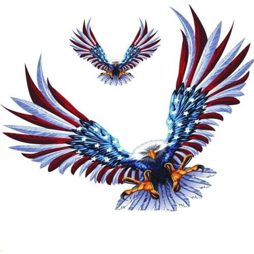 1 Set/4Pcs Car Decal Flying Hawk Auto Truck Hood Side Eagle USA Flag Sticker