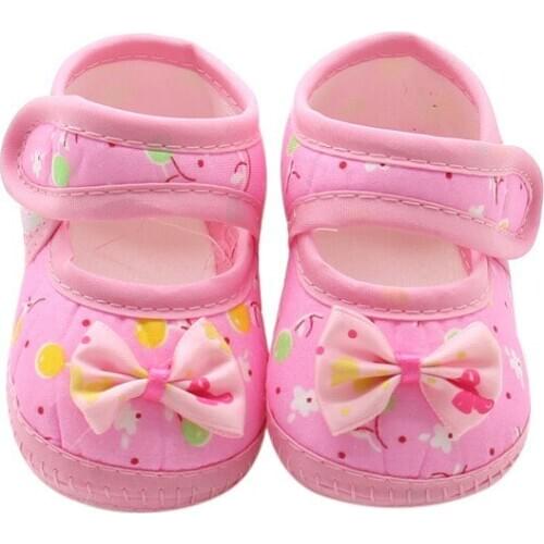 New Summer Baby Girl Cloth Soft Sole Shoes Prioncess First Walkers Round Dot Prewalker Shoes Bowknot Shoes