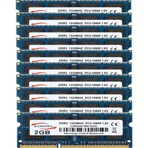 KAMOSEN 10 x 2GB DDR3 1333MHz PC3-10600 notebook memory SODIMM 204 pin RAM 1.5v non-ECC