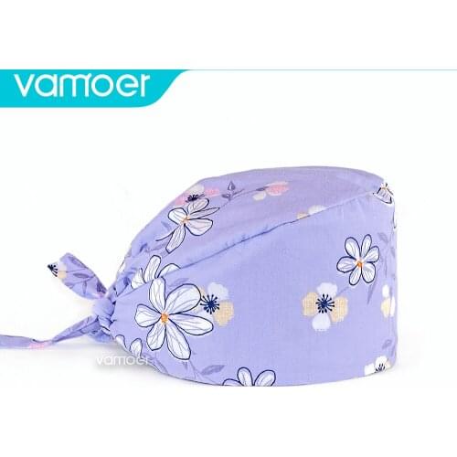 Wholesale Nursing Ground Caps Pet shop printing scrubs hat Elastic Caps Sweatband Adjustable Laboratory Work Hats