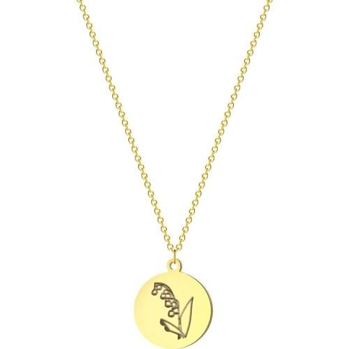 Kinitial New Wheate Flower Disc Charm Pendant Necklace Floral Necklaces Gift for Daughters Mothers Women Birth Collar Wholesale